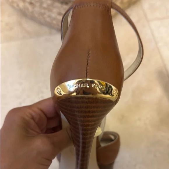 Strappy Brown Leather Stiletto Heels - Picture 3 of 3